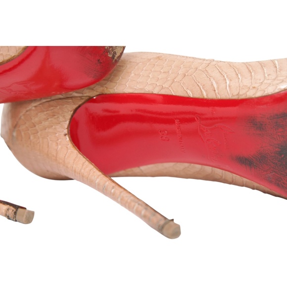 CHRISTIAN LOUBOUTIN Pumps Leather Beige Watersnake SO KATE 120mm Heels 38 $845 - Picture 13 of 14